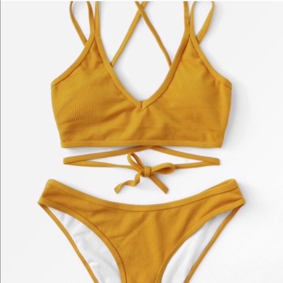 mustard yellow bikinis